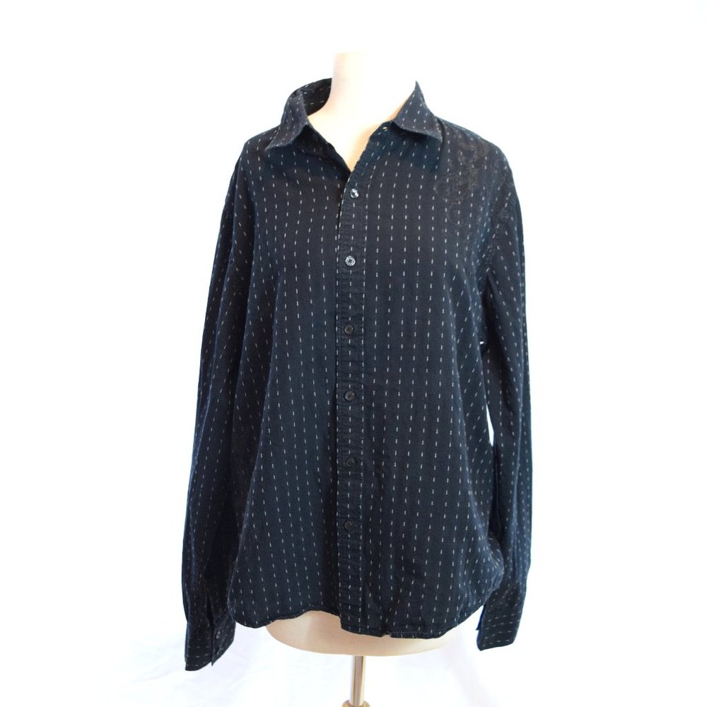 Vintage Red Clothing Button Front Shirt Men's Black & White Casual Wear